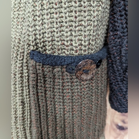 Margaret Winters Classic Colorblock Chunky Knit Sweater Cardigan Size Large - Picture 8 of 9